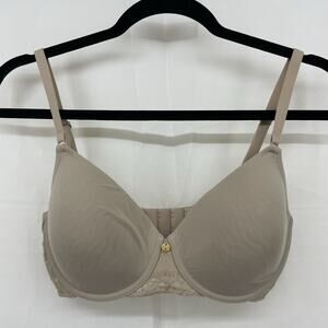 Natori Size 32DD Bliss Perfection T-Shirt Bra Underwire Padded Nude Cream 721154